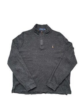 Polo Ralph Lauren Quarter-Zip Pullover Sweater, Charcoal Gray, Size Large